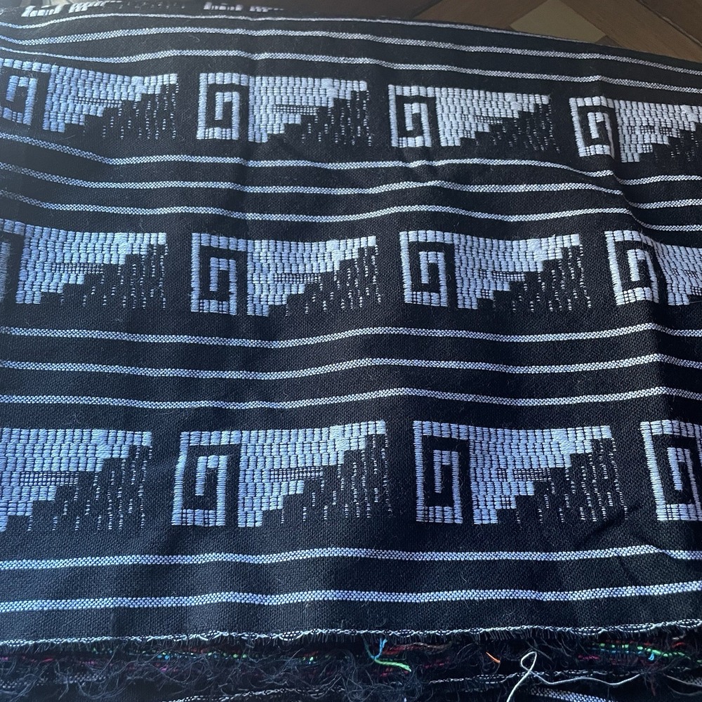 Mexican Fabric Aztec Indigenous Print Black White Tela Mexicana 4‎ Yards